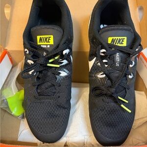Nike Black Training Shoes with White Swoosh and Neon Yellow Tabs